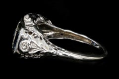 Art Deco 14K White Gold Natural No Heat Cornflower Blue Sapphire 1.50CTW Ring