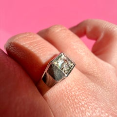 Art Deco 14K White Gold Old European Cut Diamond Ring, Size 7.75
