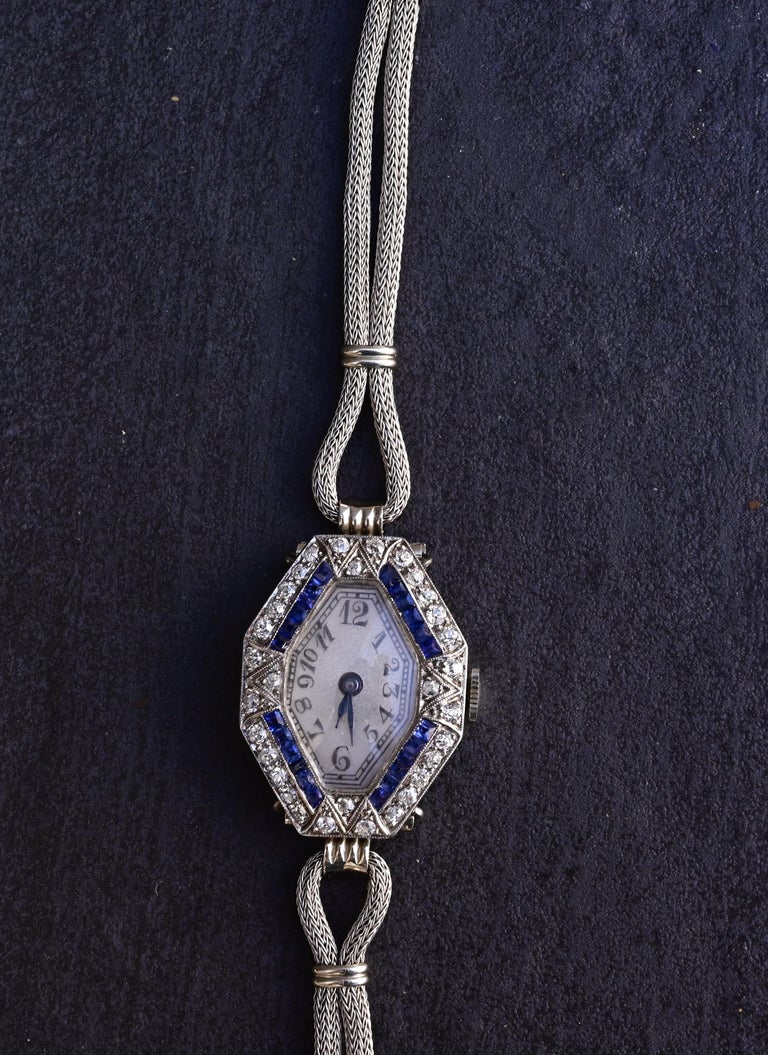 Art Deco 14K White Gold and Platinum Ladies Watch with  display picture 1