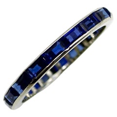 Art Deco 14k White Gold Sapphire Eternity Ring 