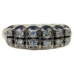 Antique Art Deco 14k White Gold Victorian 12 Diamonds Cocktail Ring for Women Size 5.75