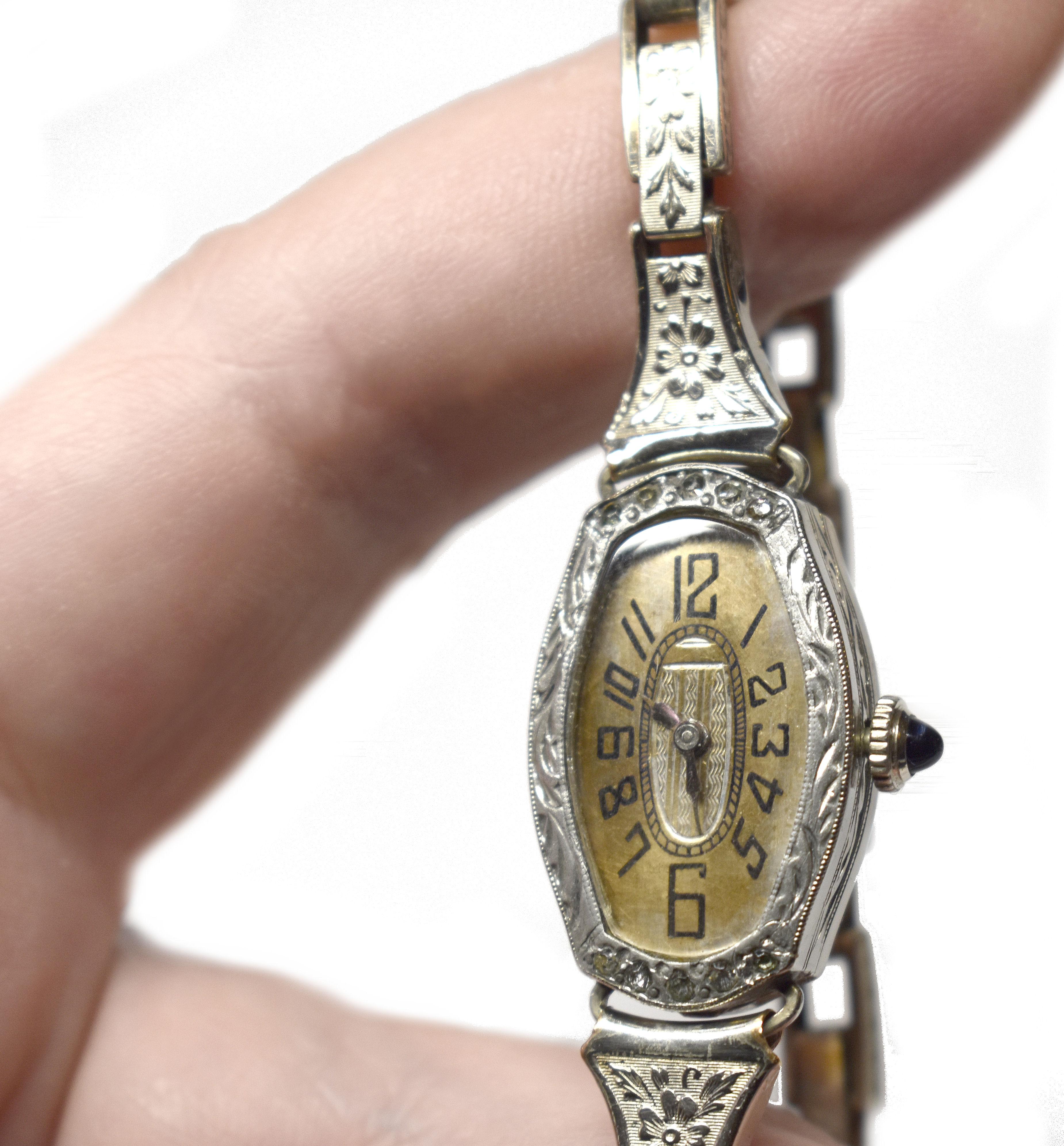 Art Deco 14k White Rolled Gold Ladies Watch, Serviced, c1929 3