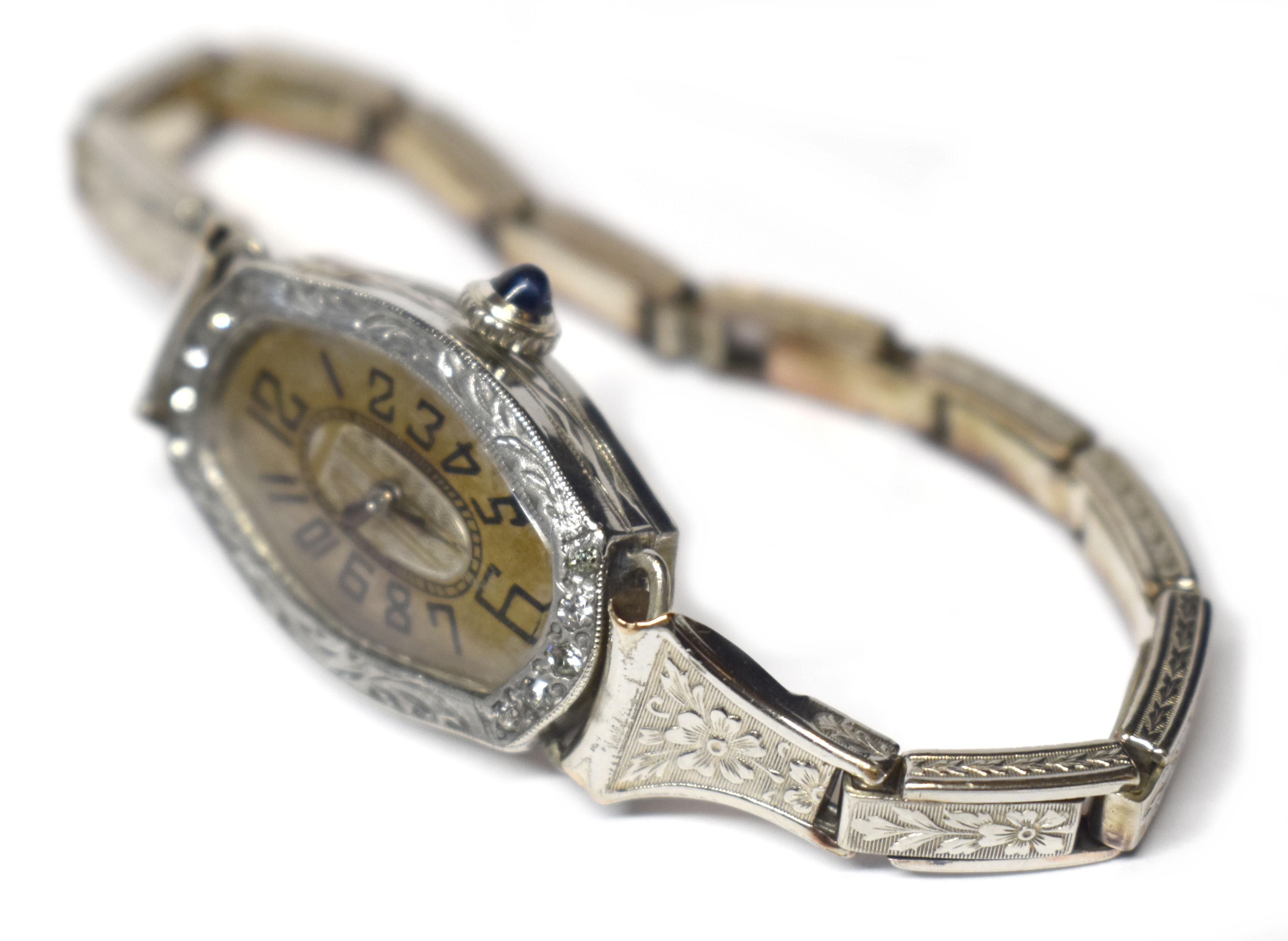 Art Deco 14k White Rolled Gold Ladies Watch, Serviced, c1929 1