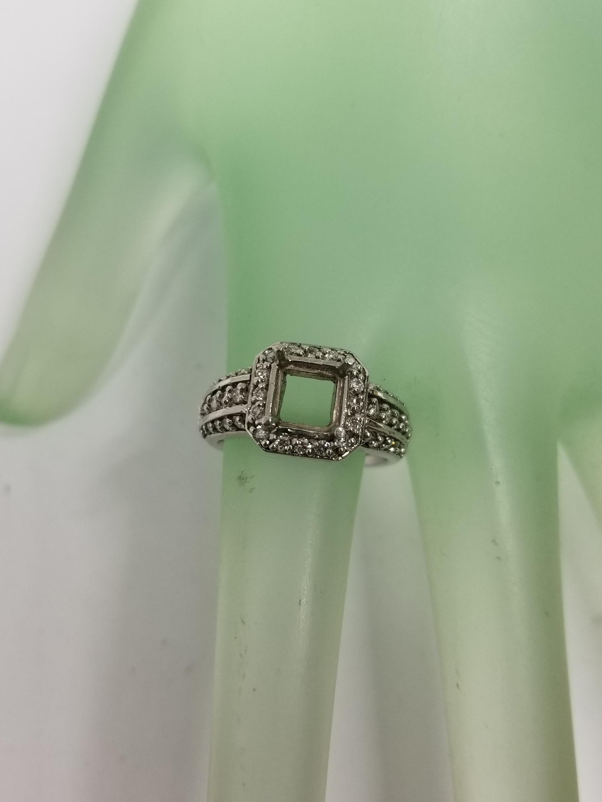 Art Deco Inspired 14 Karat with Diamonds Ring Semi Mount In New Condition For Sale In Los Angeles, CA