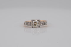 Art Deco 14K Yellow and White Gold Ring with Old-Cut Diamond – 1.1 ct