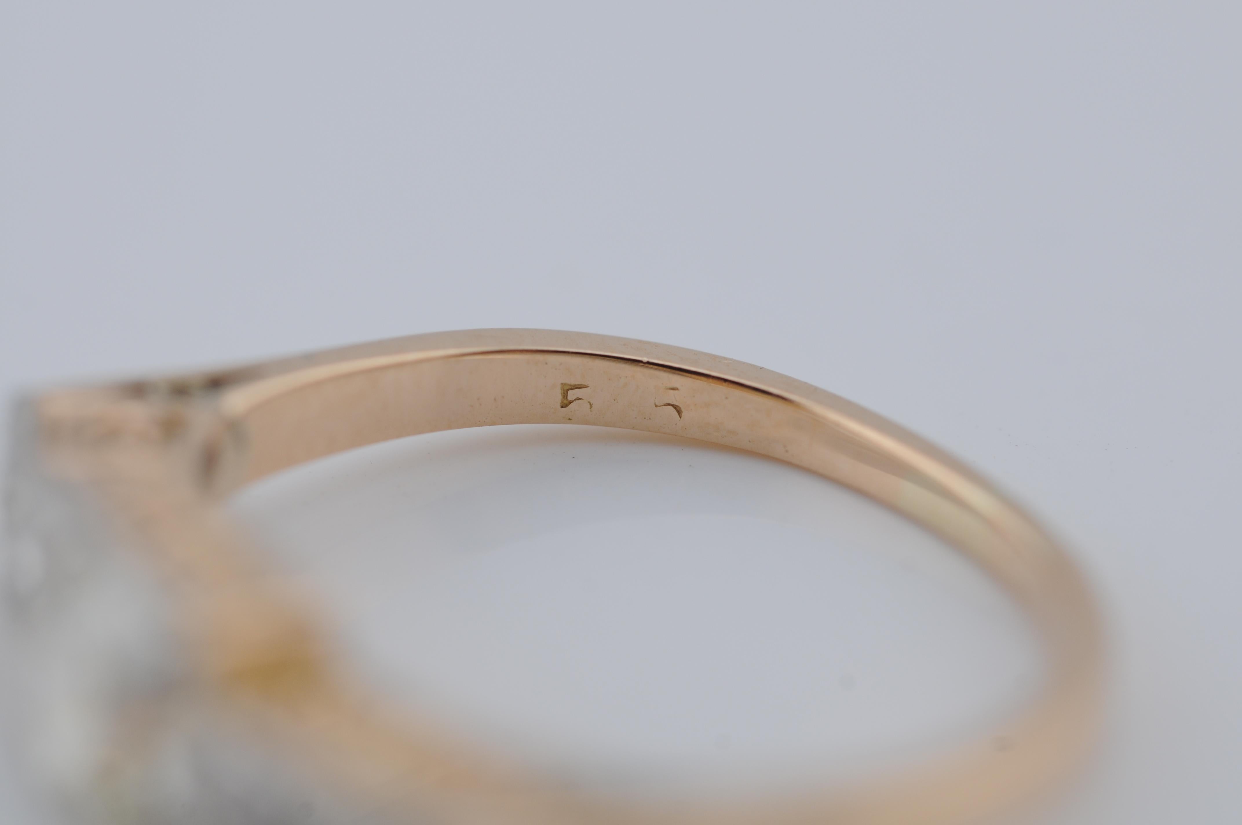 Art Deco Ring aus 14K Gelb- und Weißgold mit Diamant im Altschliff - 1,1 ct im Angebot 3