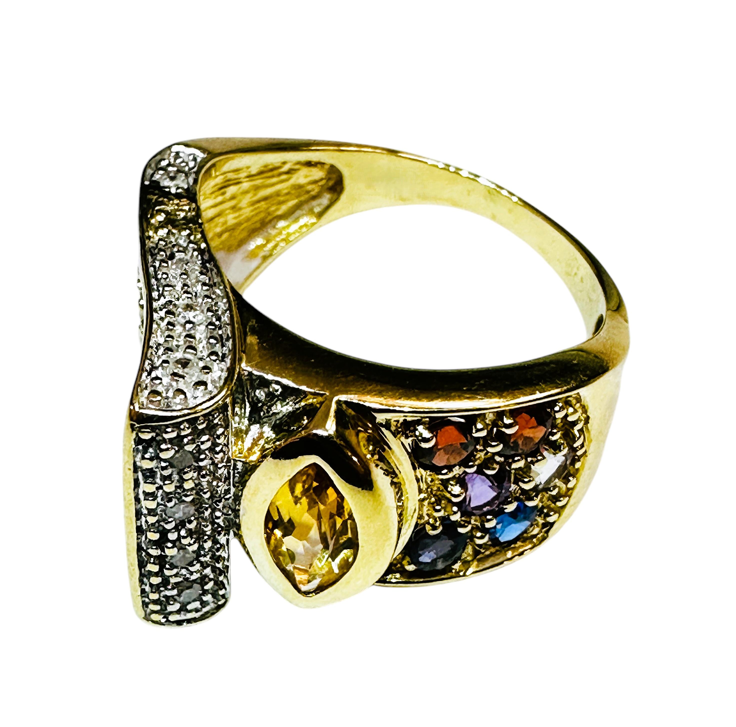 14 Karat Yellow Gold .21 carat Diamond & Multi-Colored Gemstone Ring 4