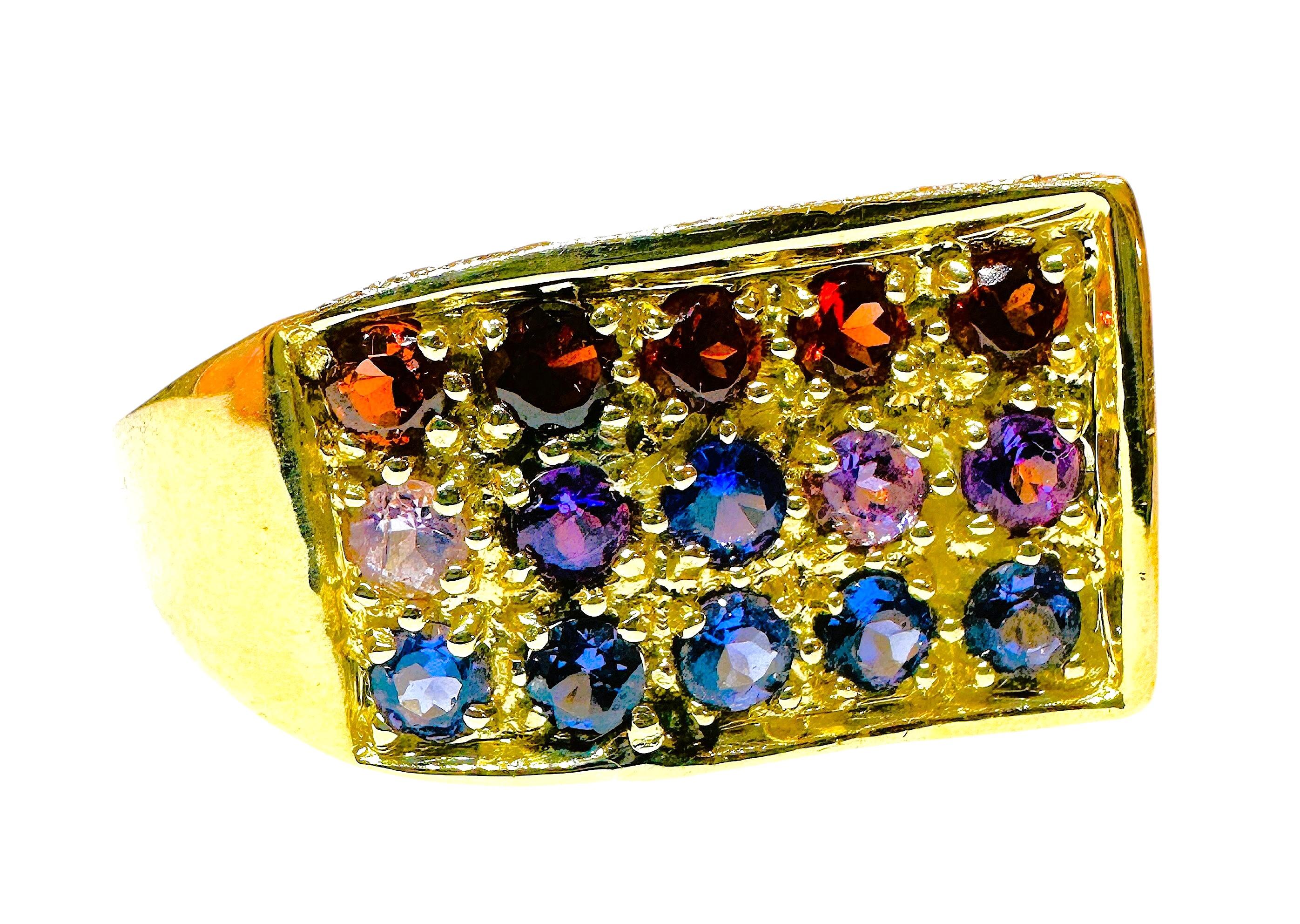 14 Karat Yellow Gold .21 carat Diamond & Multi-Colored Gemstone Ring 6