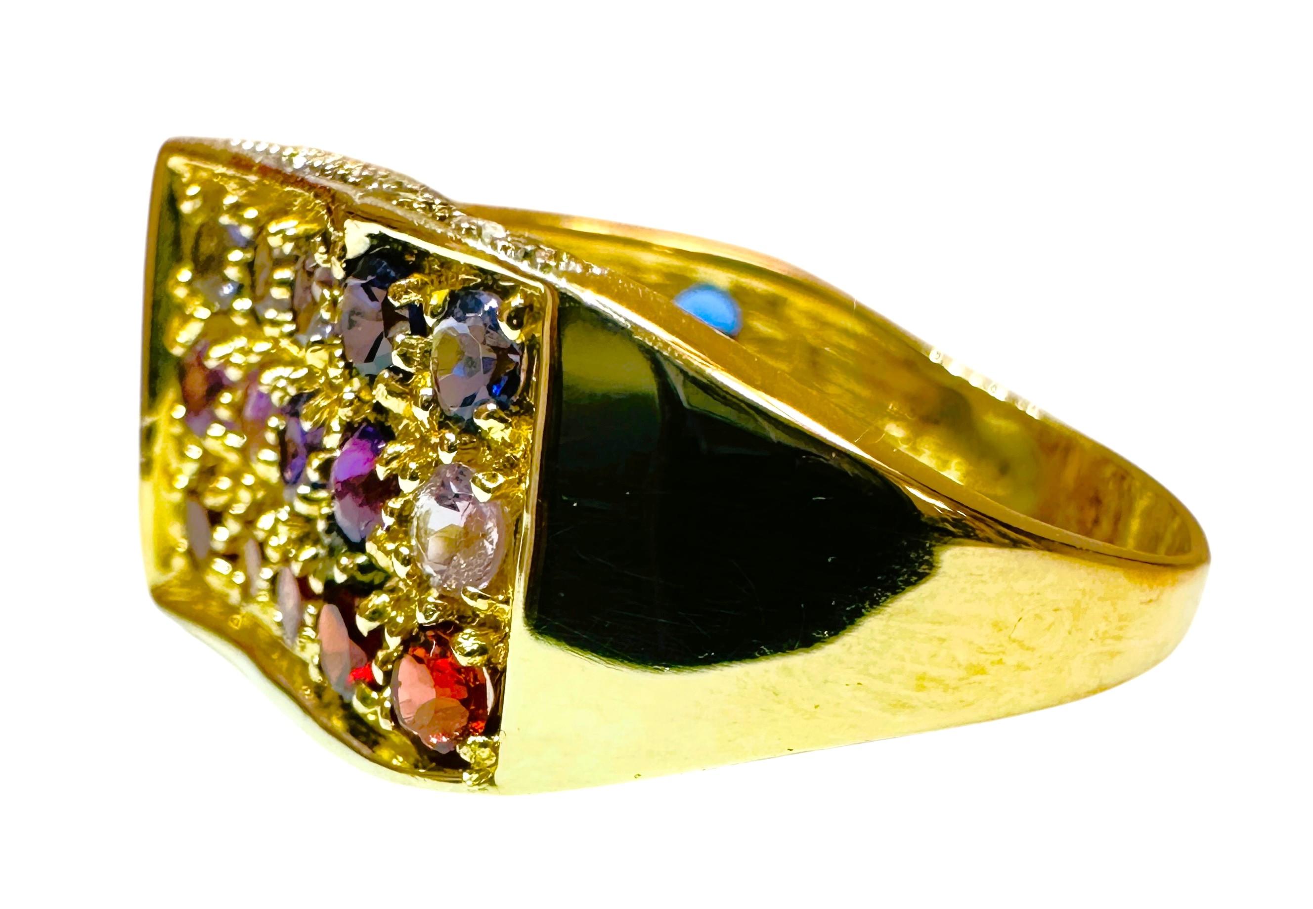 14 Karat Yellow Gold .21 carat Diamond & Multi-Colored Gemstone Ring 8