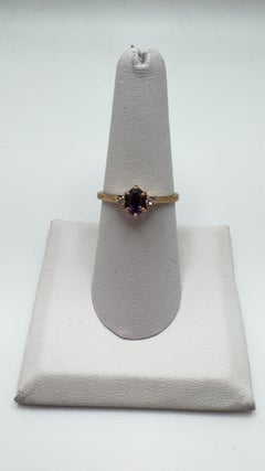 Art-Déco-Schmuckstück aus 14-karätigem Gelbgold mit Amethyst und Diamanten, 1980er Jahre