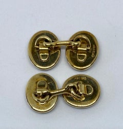 Art Deco 14 Karat Yellow Gold and Nephrite Jade Cufflinks by Sansbury & Nellis