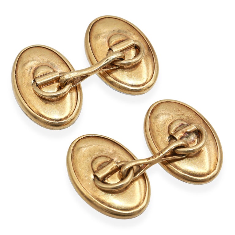 Boutons De Manchette Vintage Art Déco En Or 14k Et Nacre - Or Blanc Et Jaune, 10,5g - Occasion