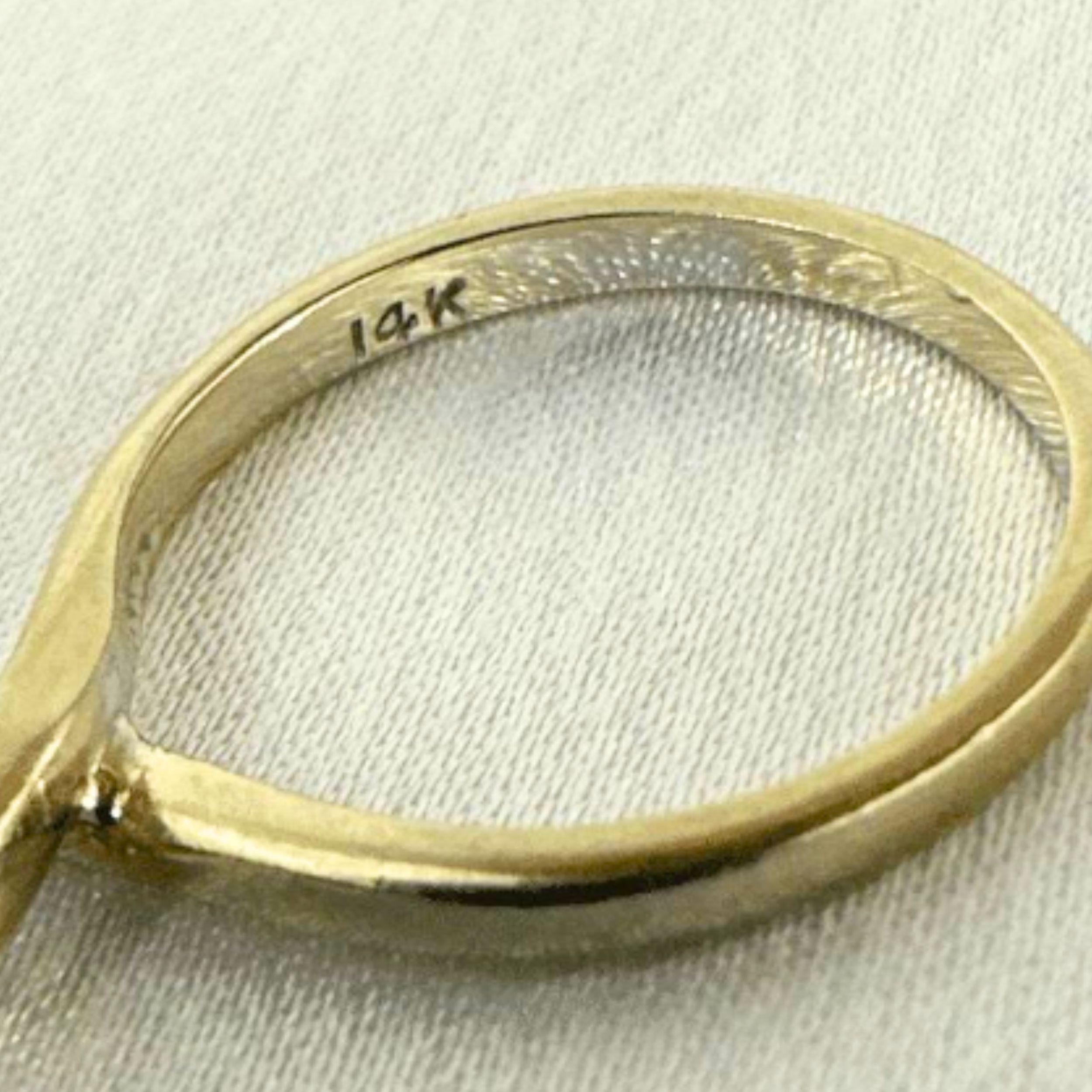 Art Deco 14k Yellow Gold Natural Old European Diamond Ring Size 6.25 For Sale 2