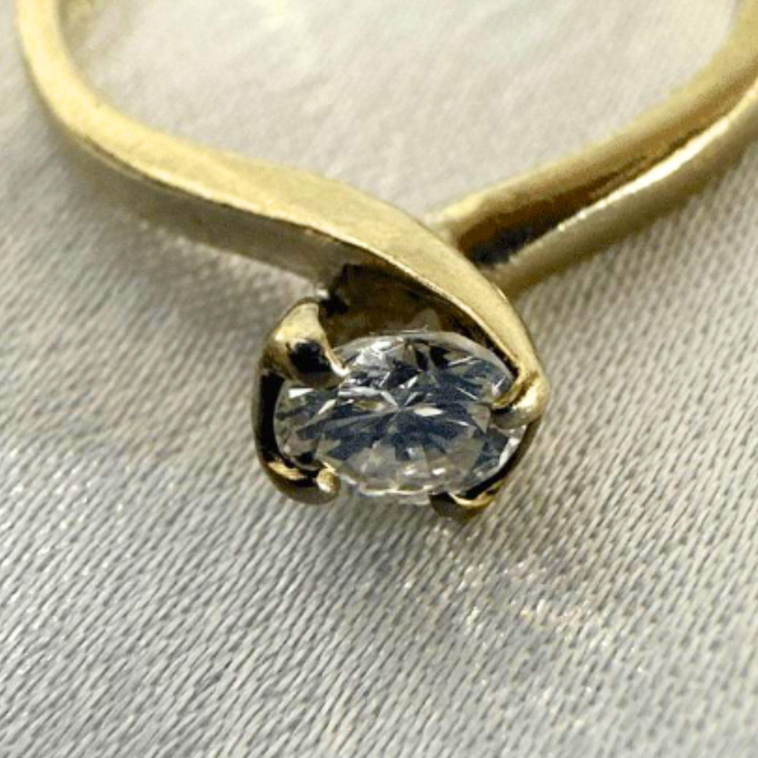 Art Deco 14k Yellow Gold Natural Old European Diamond Ring Size 6.25 For Sale 3