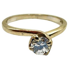 Art Deco 14k Yellow Gold Natural Old European Diamond Ring Size 6.25