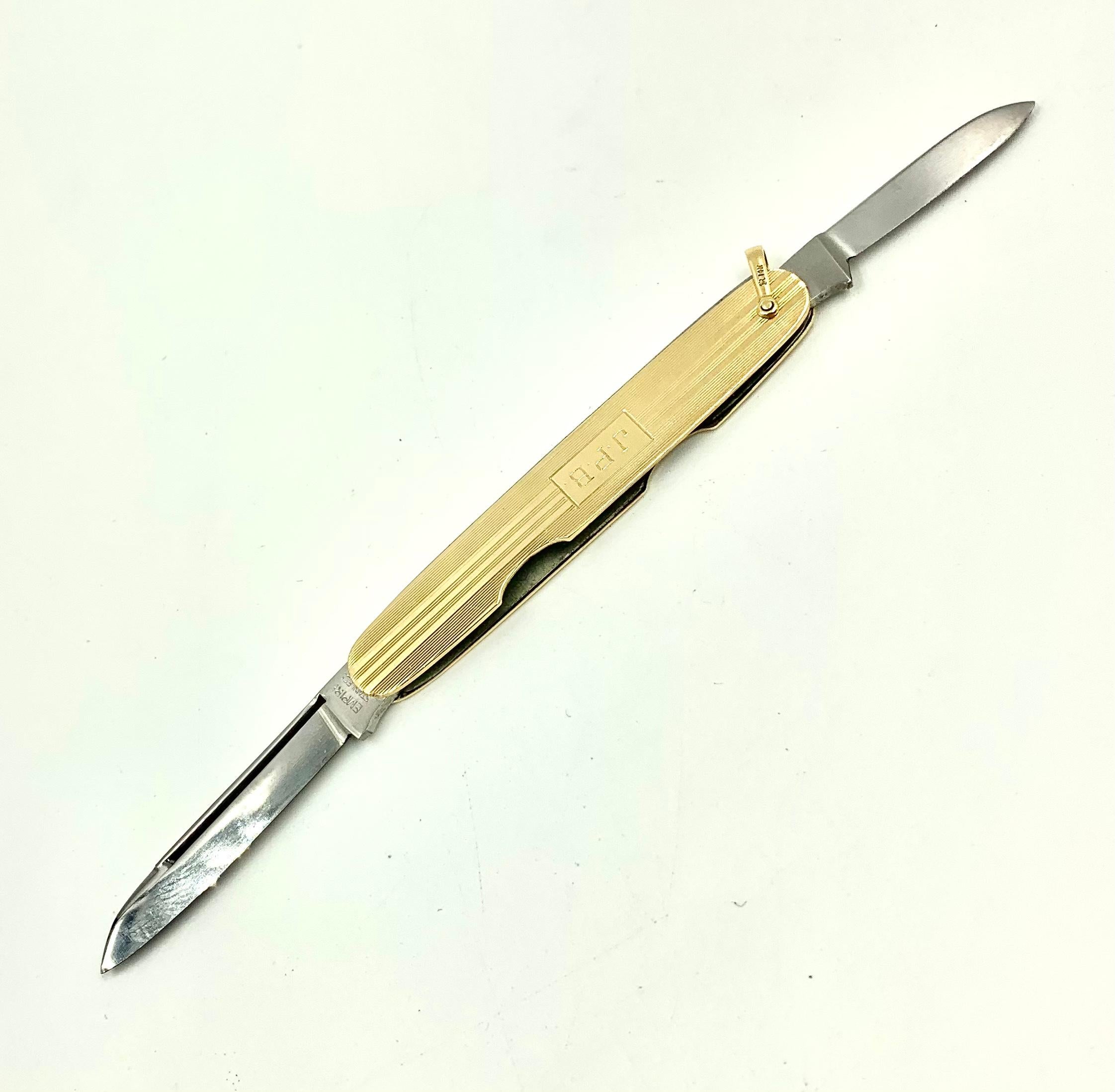 Art Deco 14K Yellow Gold Pocket Knife In Good Condition In New York, NY