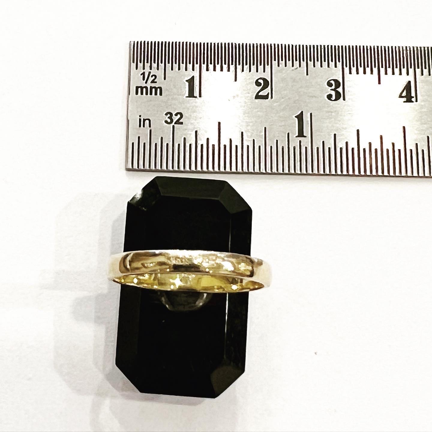 Art Deco 14k Yellow Gold, Silver, Diamond Opal Onyx Cocktail Marquise Ring For Sale 4