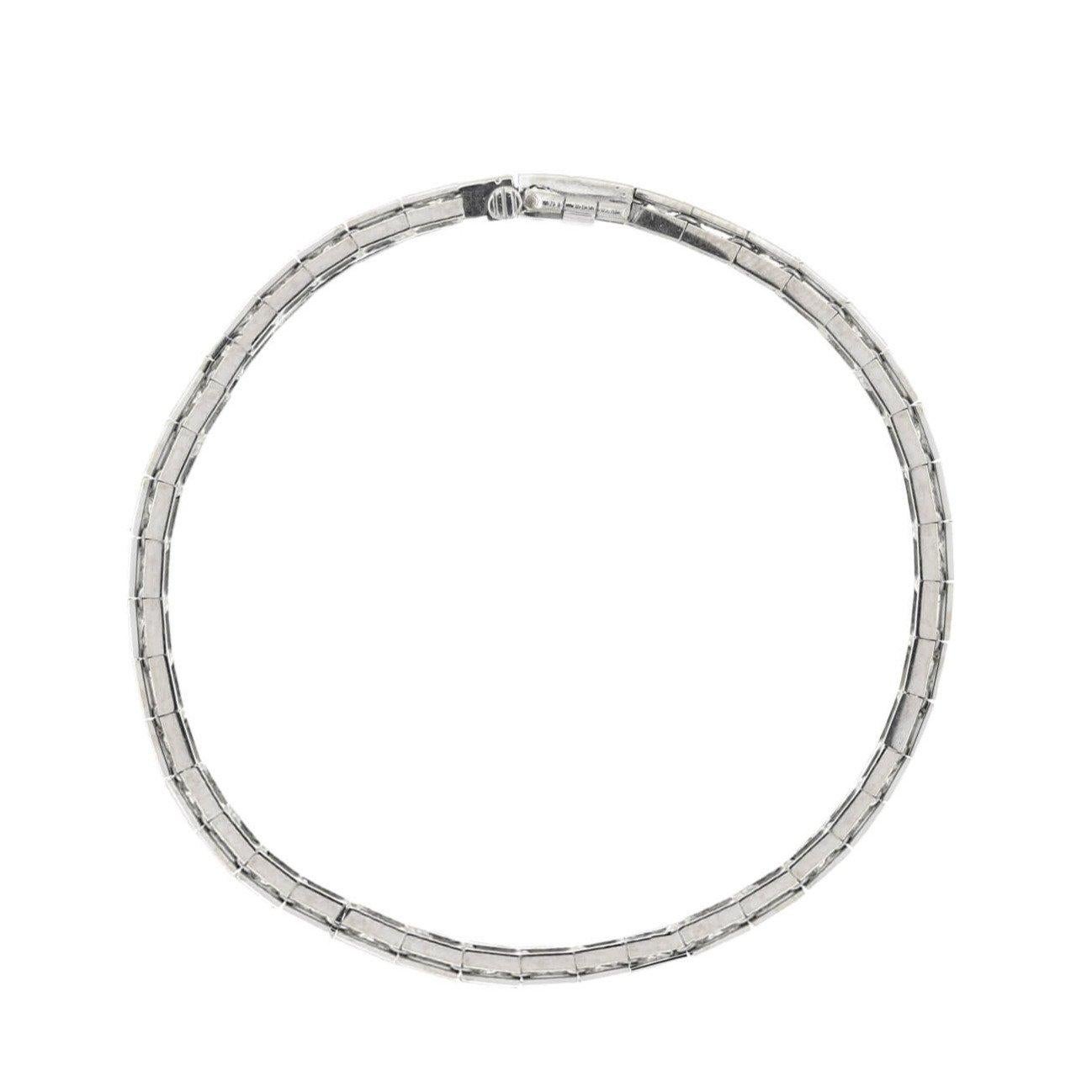 Women's Art Deco 14 Karat Alternating 2 Total Carat Diamond Link Bracelet