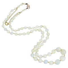 Vintage Art Deco 14kt Graduated Opal Beaded Necklace