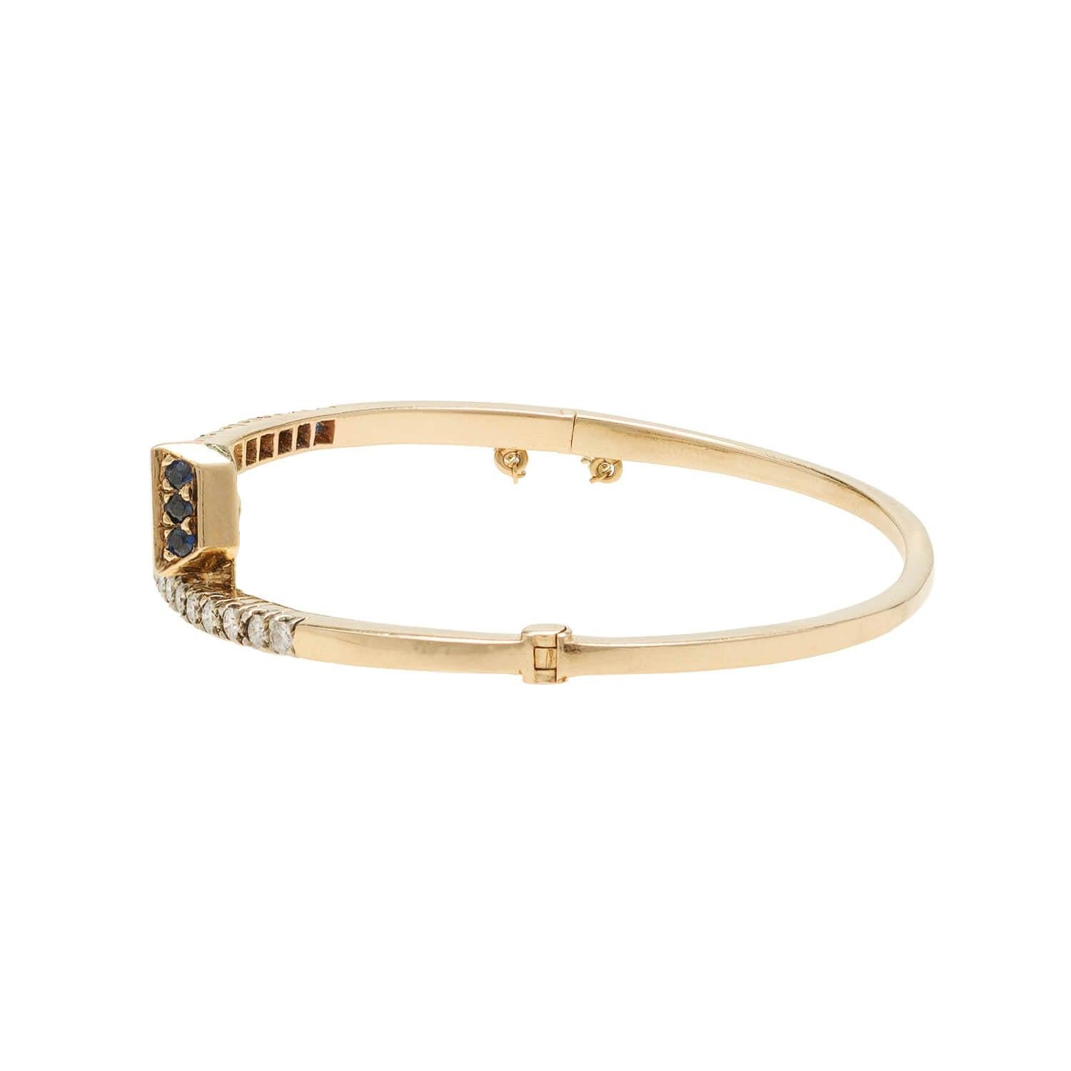 A fabulous nail bracelet from the Art Deco (ca1930) era! Gucci has replicated the square head nail design since the 1960s with its origins in the equestrian world, which is modeled after the nails used to hold the horse's shoe in place. This bangle