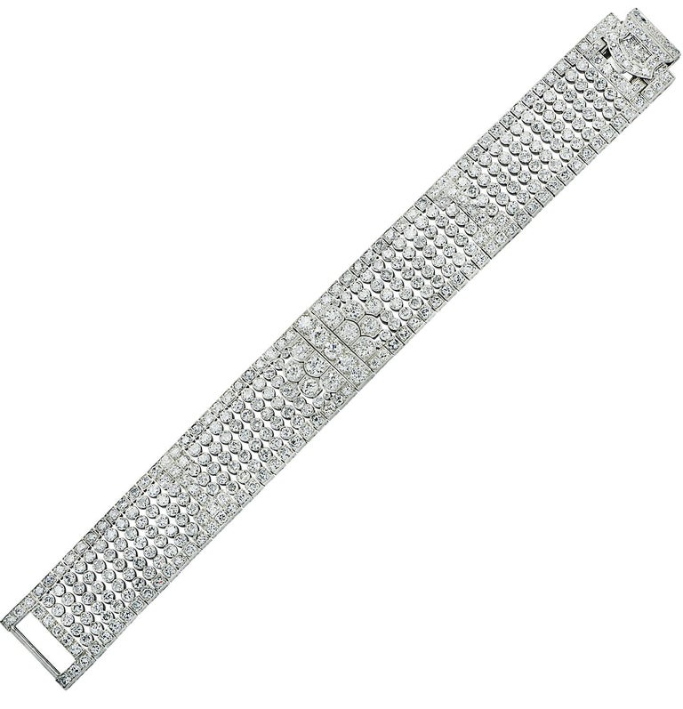 Art Deco 15 Carat Diamond Bangle Bracelet For Sale at 1stDibs