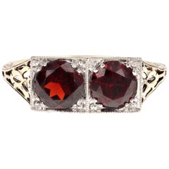 Art Deco 15 Karat Yellow Gold and Platinum 2.15 Carat Garnet Ring Art Deco 15 Karat Yellow Gold and Platinum 2.15 Carat Garnet Ring