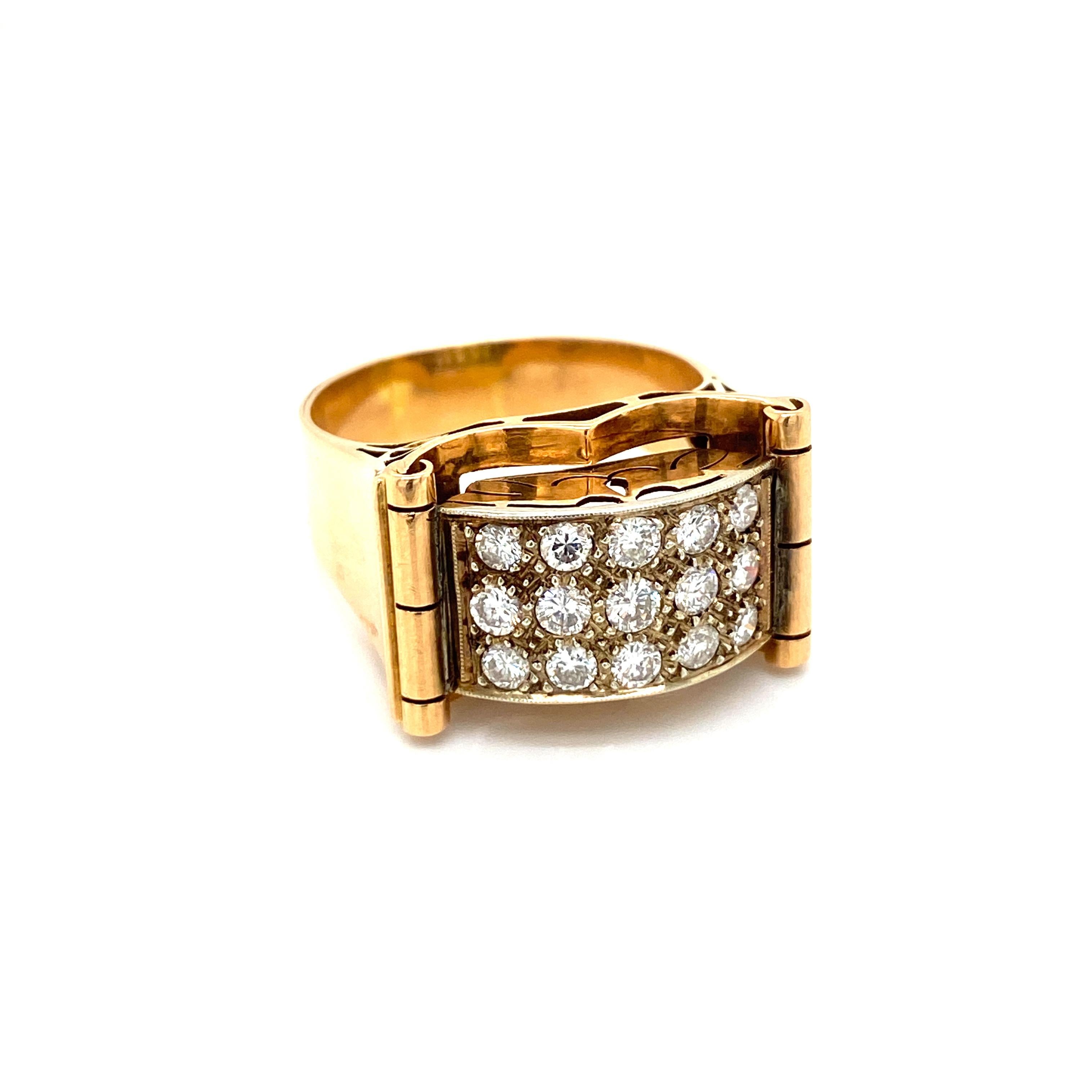 Old European Cut Art Deco 1.50 Carat Diamond Gold Band Ring For Sale