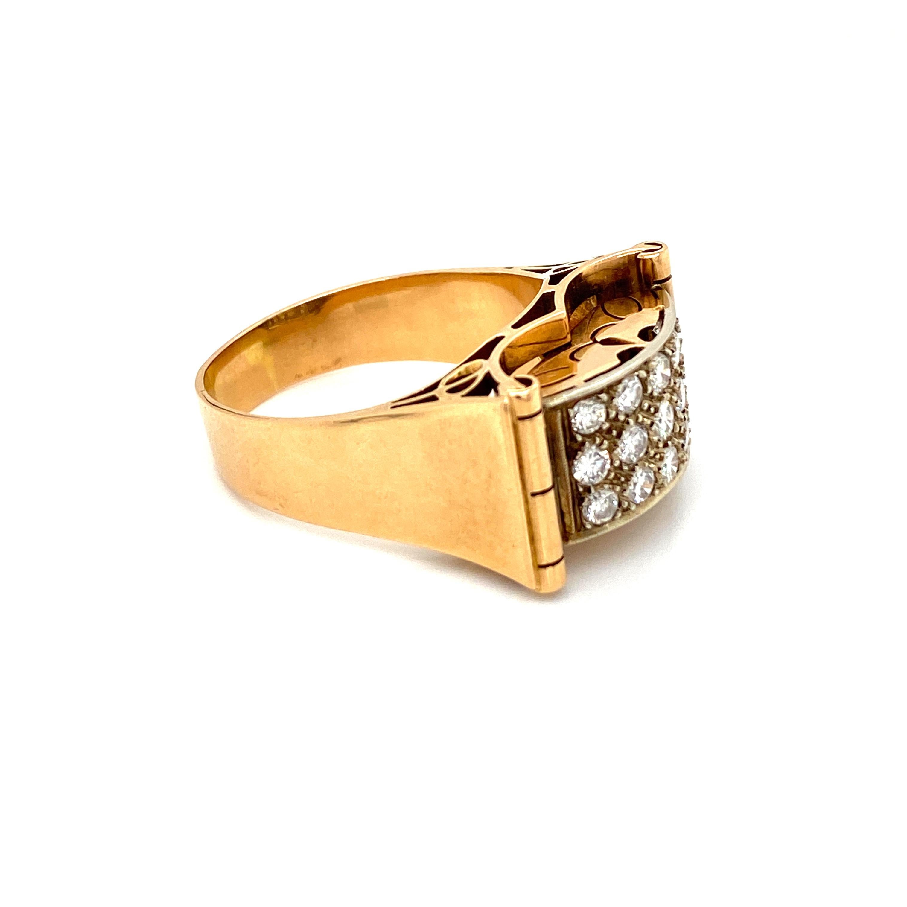 Art Deco 1.50 Carat Diamond Gold Band Ring In Excellent Condition For Sale In Napoli, Italy