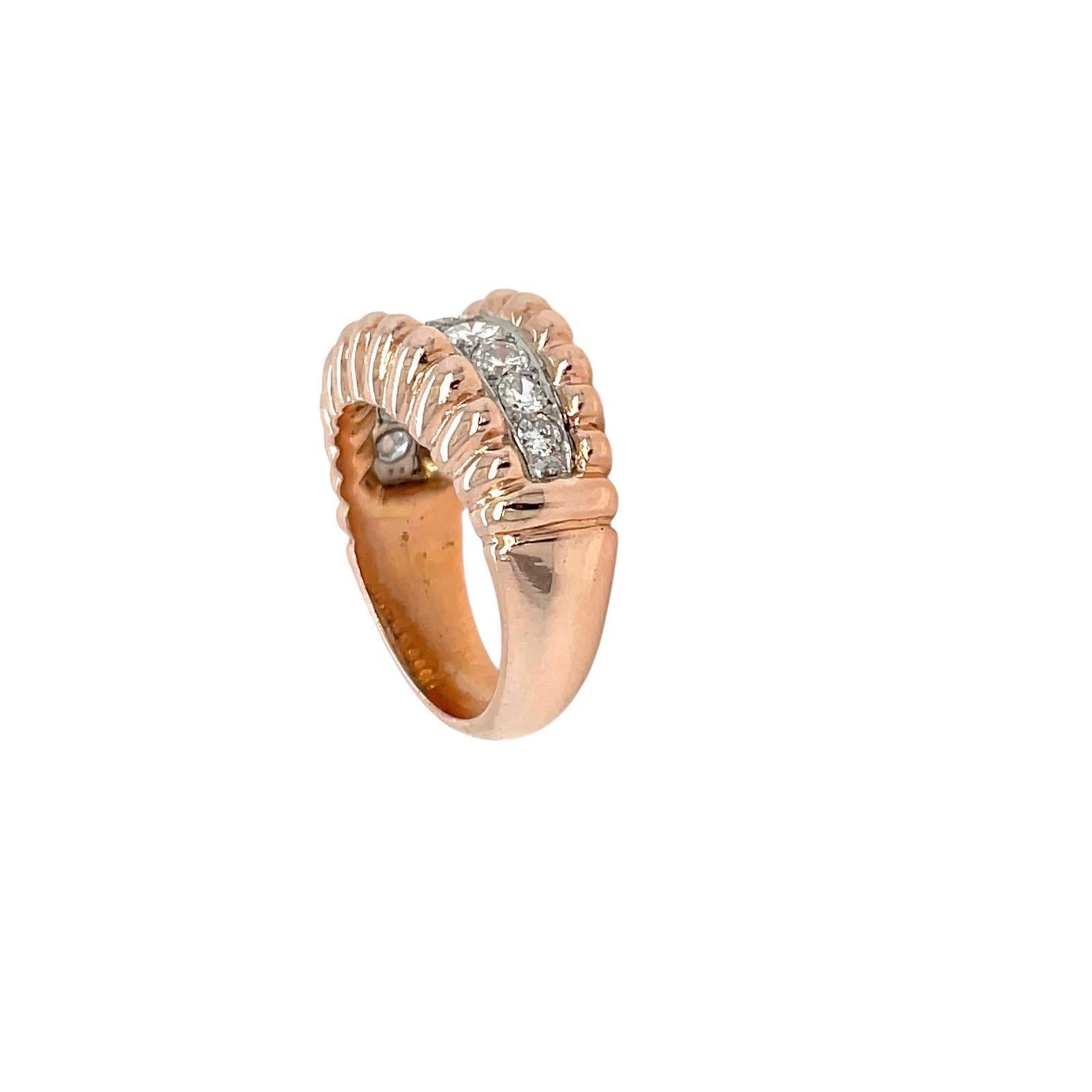 Art Deco 1.50 Carat Diamond Gold Band Ring In Excellent Condition In Napoli, NA