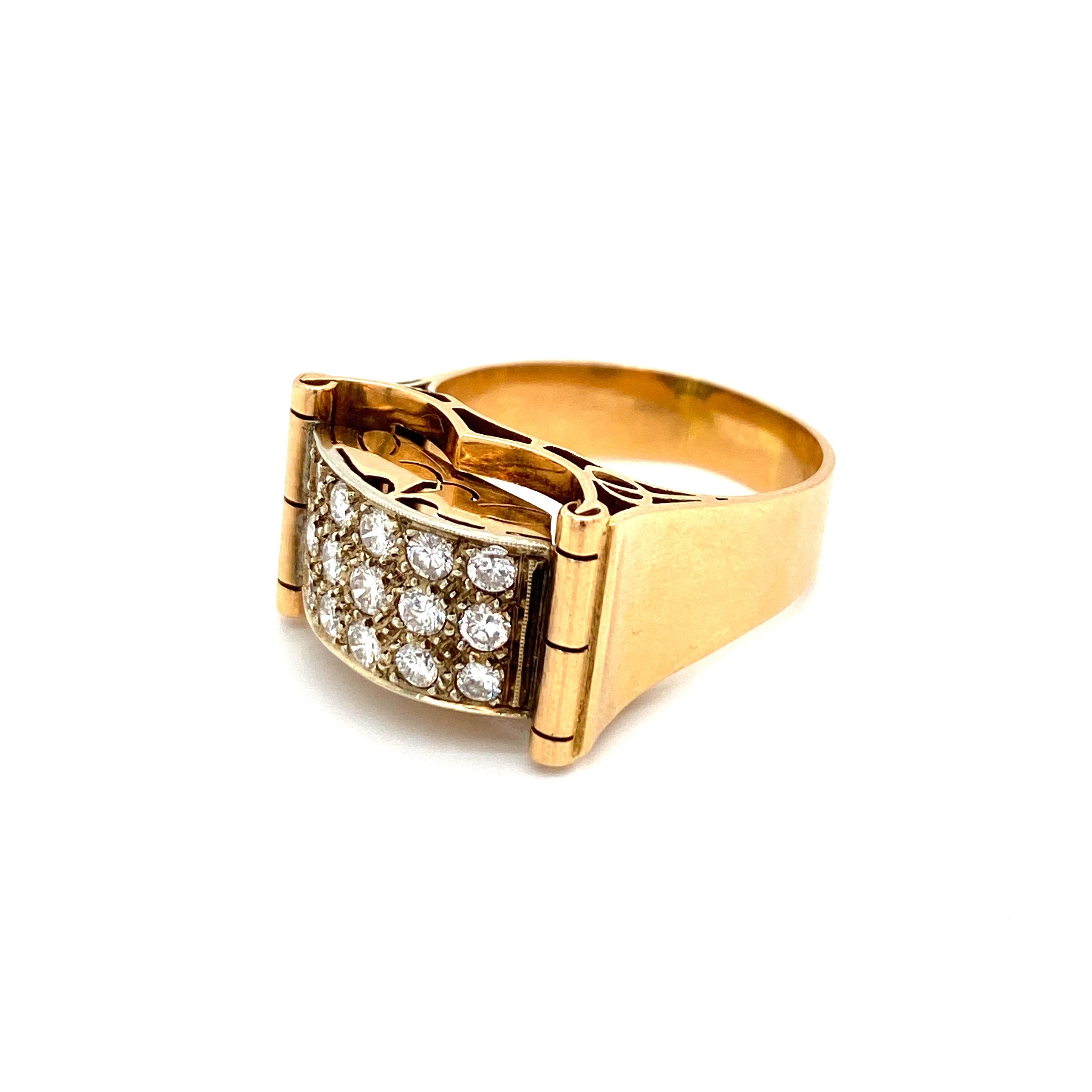 Women's Art Deco 1.50 Carat Diamond Gold Band Ring For Sale