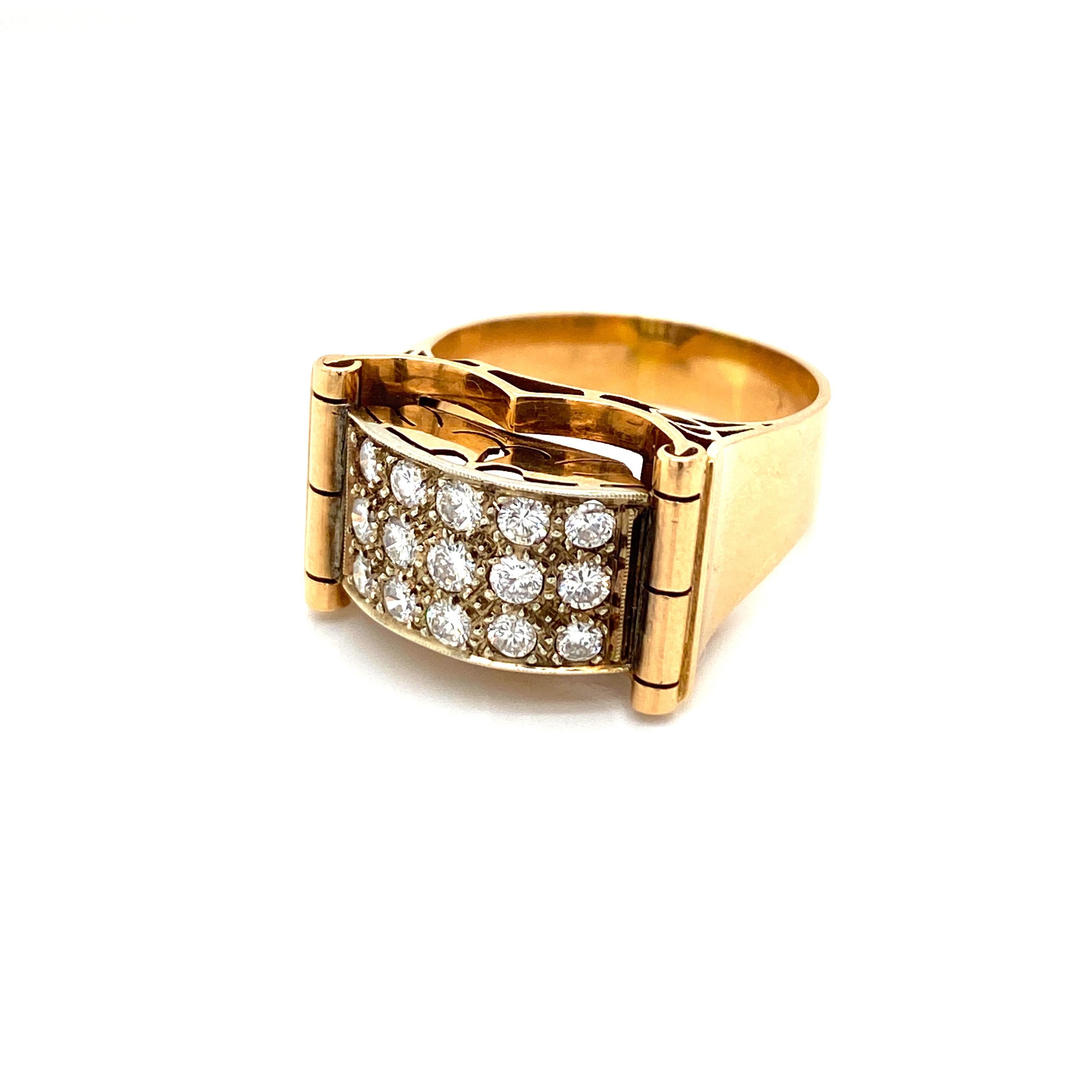 Art Deco 1.50 Carat Diamond Gold Band Ring For Sale 1