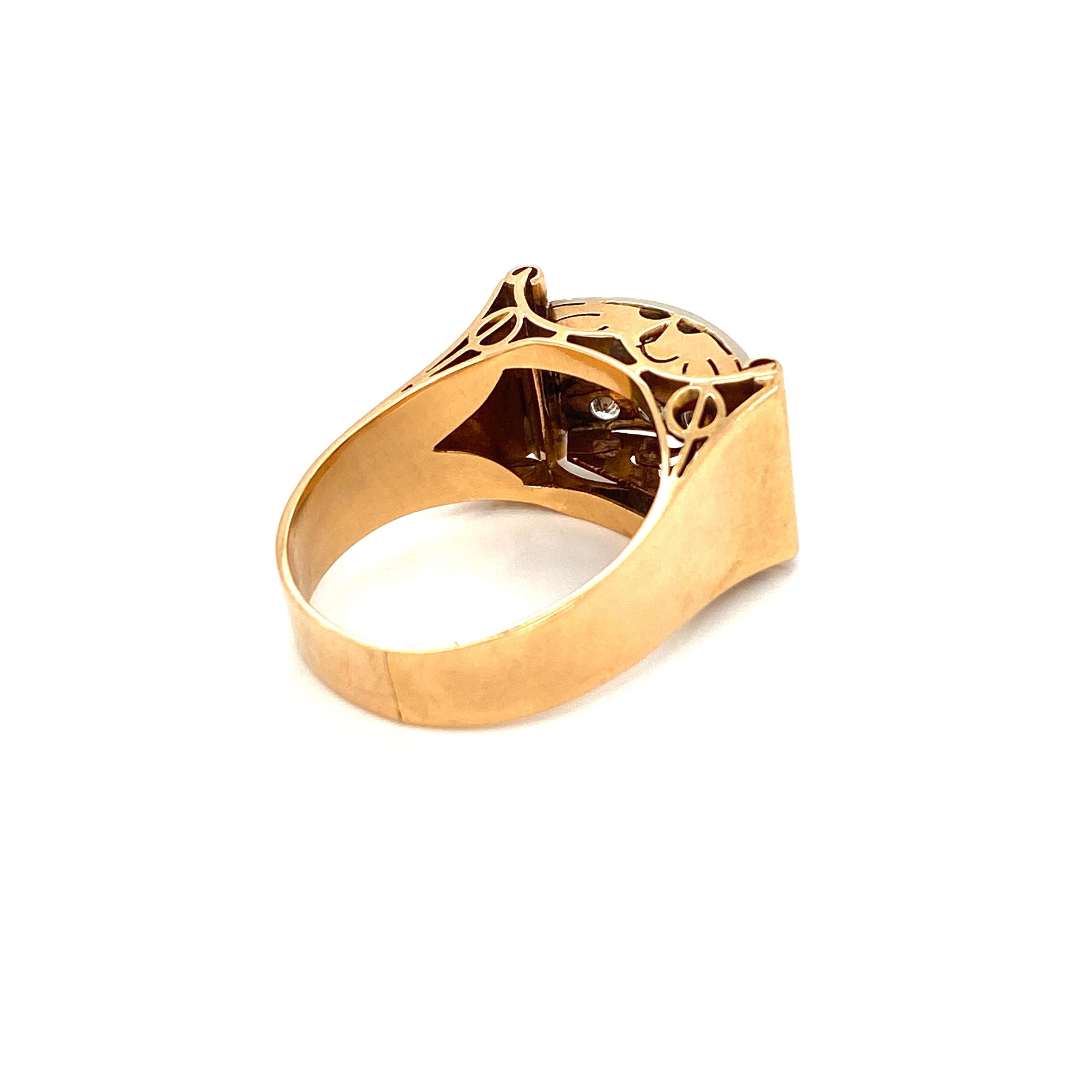 Art Deco 1,50 Karat Diamant-Gold-Ring im Angebot 2