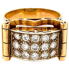 Vintage Art Deco 1.50 Carat Diamond Gold Band Ring