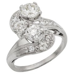 Bague art déco en platine avec diamant de taille européenne de 1,50 carat