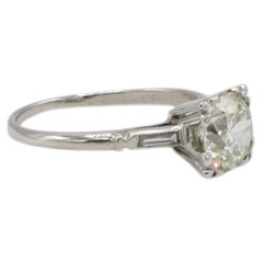 Bague de fiançailles Art déco 1,50 carat Old European Cut Natural Diamond Platinum