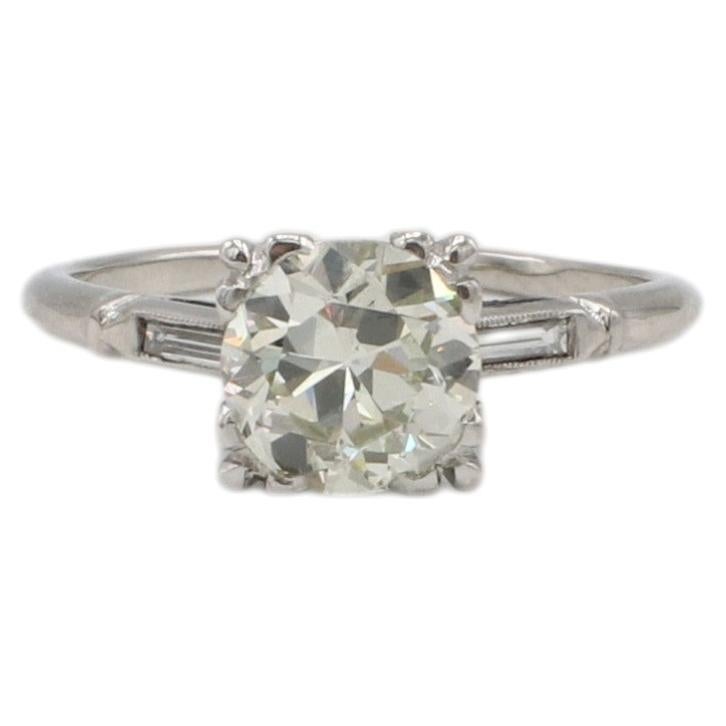 Bague de fiançailles Art déco 1,50 carat Old European Cut Natural Diamond Platinum