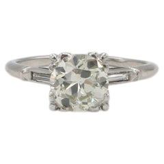 Bague de fiançailles Art déco 1,50 carat Old European Cut Natural Diamond Platinum