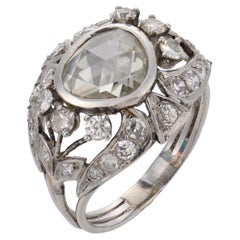 Art Deco 1.50 carat rose cut diamond platinum ring