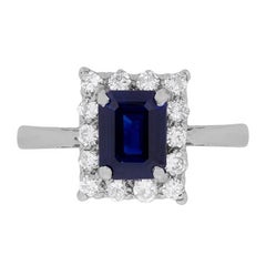 Art Deco 1.50 Carat Sapphire and Diamond Cluster Ring, circa 1930s Art Deco 1.50 Carat Sapphire and Diamond Cluster Ring, circa 1930s