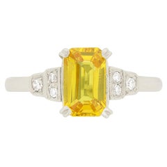 Art Deco 1.50 Carat Yellow Sapphire and Diamond Ring, circa 1930s