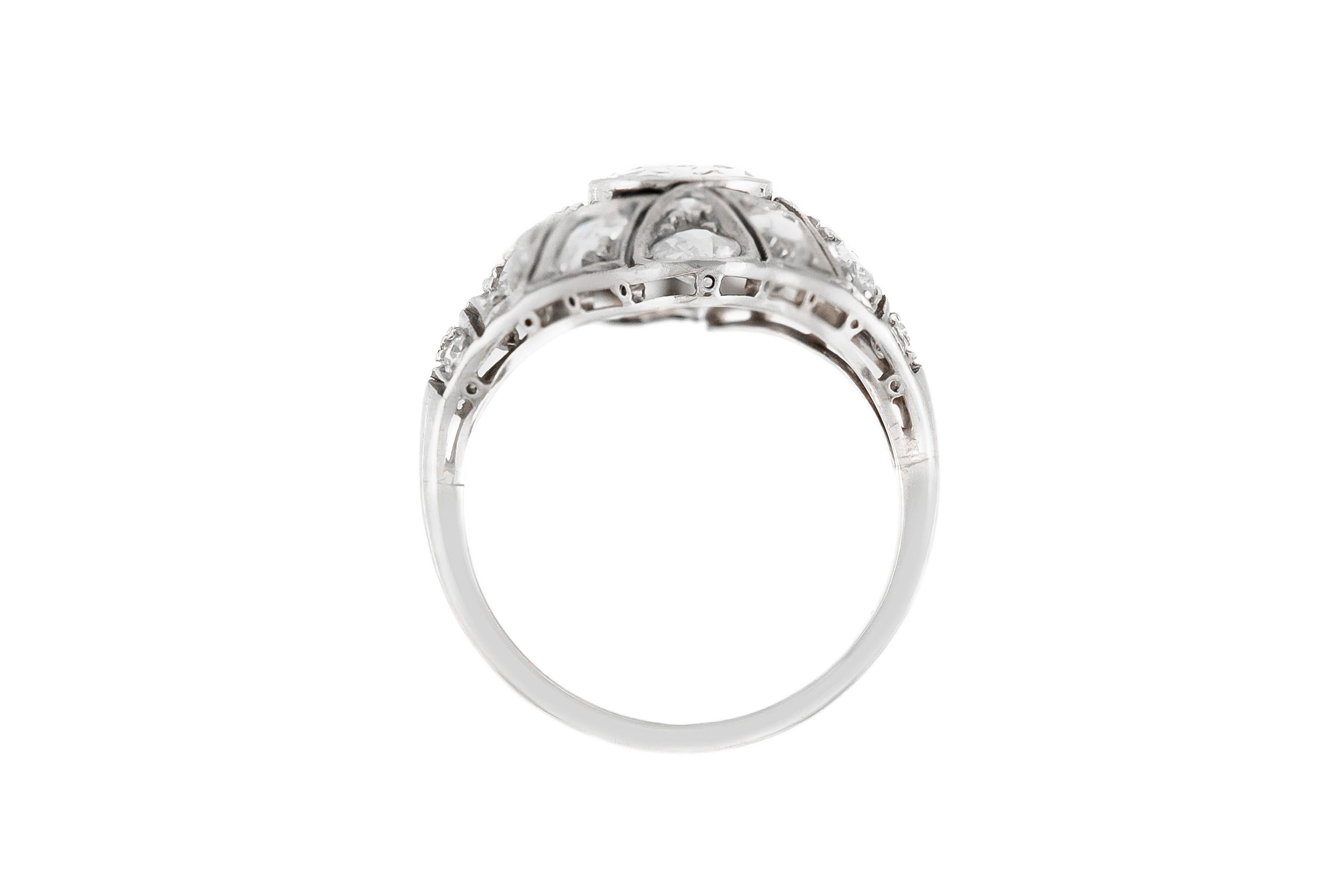 Round Cut Art Deco 1.50 Center Diamond and 1.00 Carat Around Ring