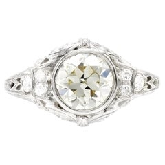 Art Deco 1.50 Ct. Bezel-Set Diamond Engagement Ring K-L VS2 in Platinum