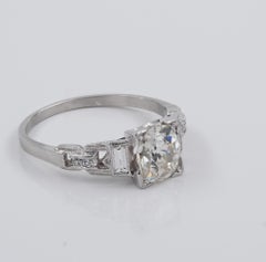 Art Deco 1.50 Ct Diamond Solitaire Plus Platinum Ring
