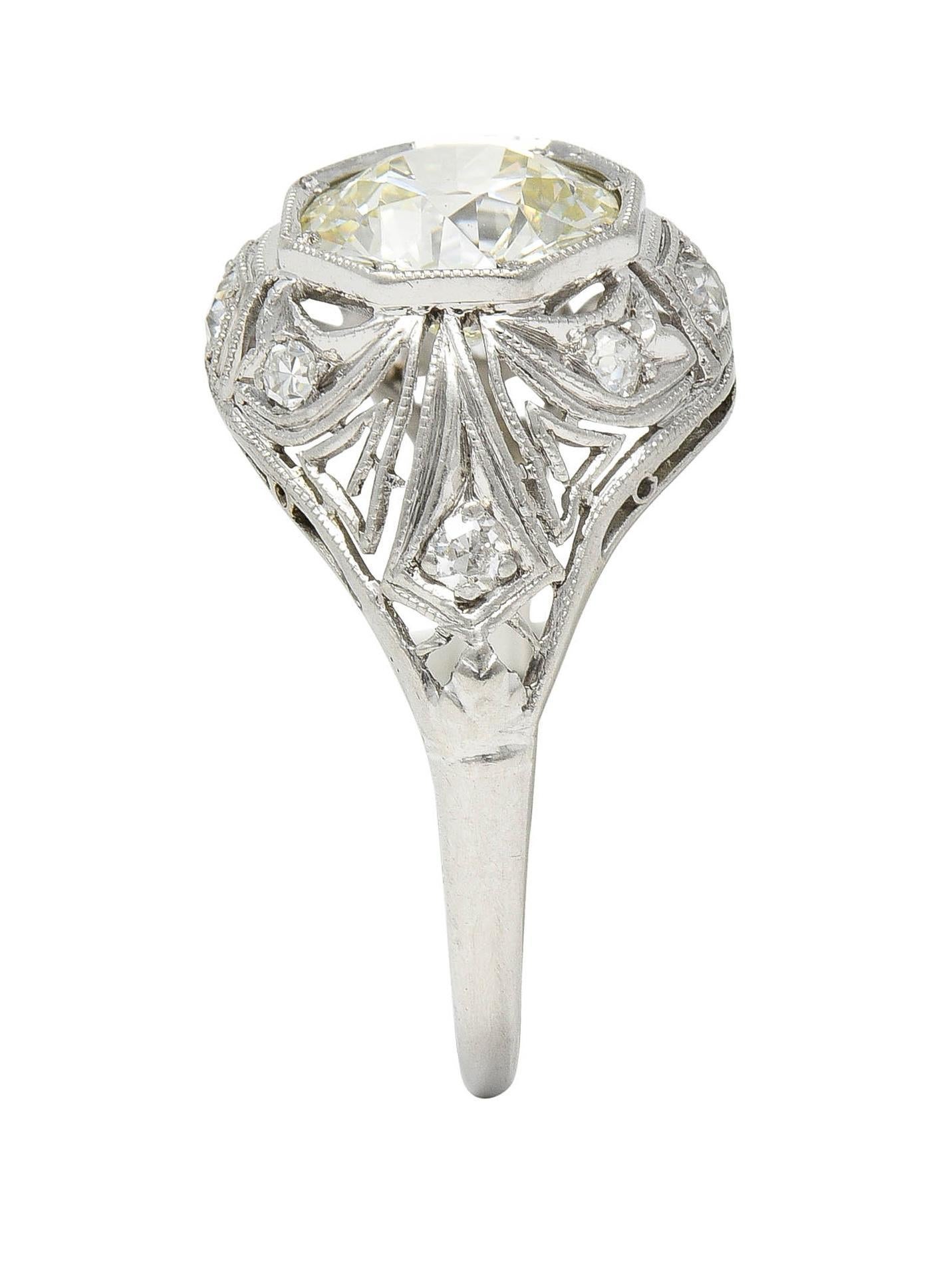 Art Deco 1.50 CTW Diamond Platinum Greek Key Ivy Vintage Engagement Ring 5
