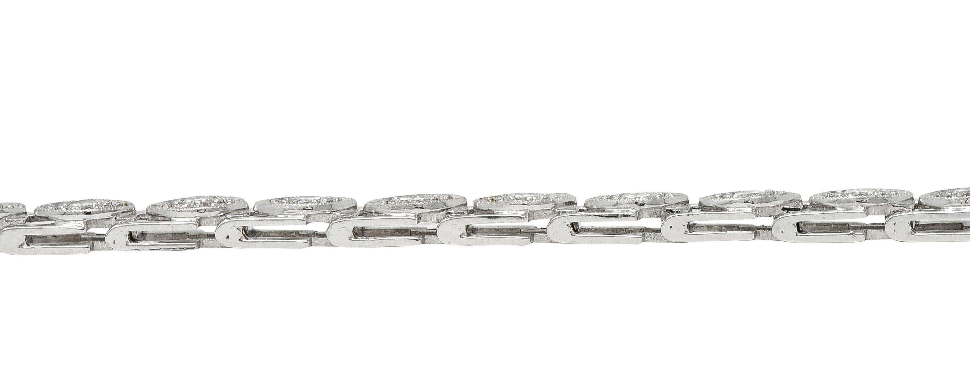 Art Deco 1.50 CTW Round Diamond Platinum Vintage Navette Line Bracelet For Sale 4