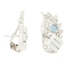 Art Deco 1.50ct Aquamarine and Diamond Earrings, c.1920s