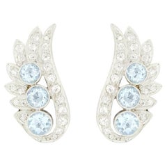 Art Deco 1.50ct Aquamarine and Diamond Earrings, c.1920s