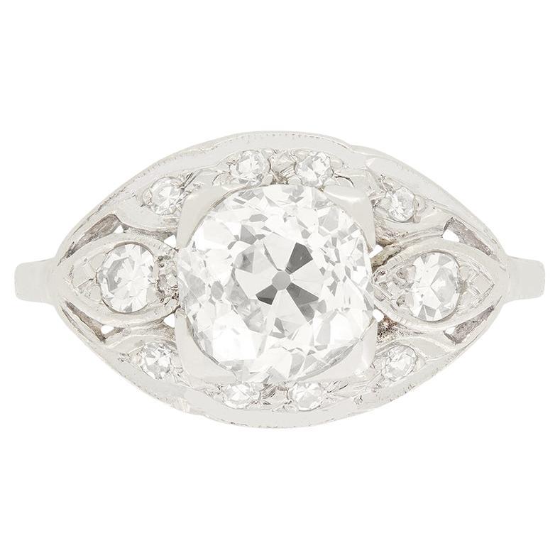 Art Deco 1.50 Carat Diamond Cluster Ring, circa 1920s