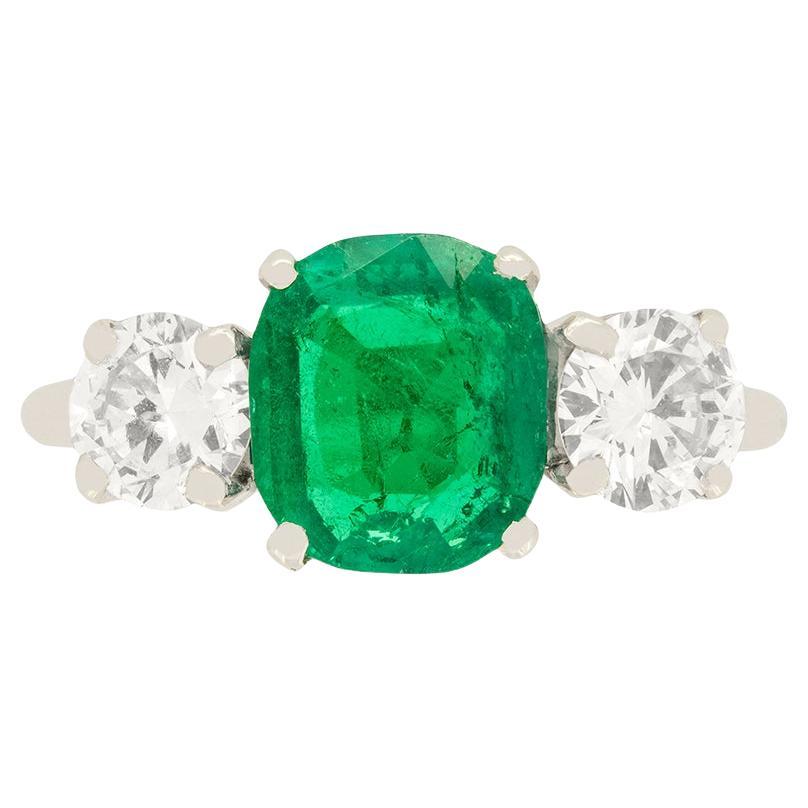 Art Deco 1.50ct Emerald and Diamond Ring, c.1930s For Sale