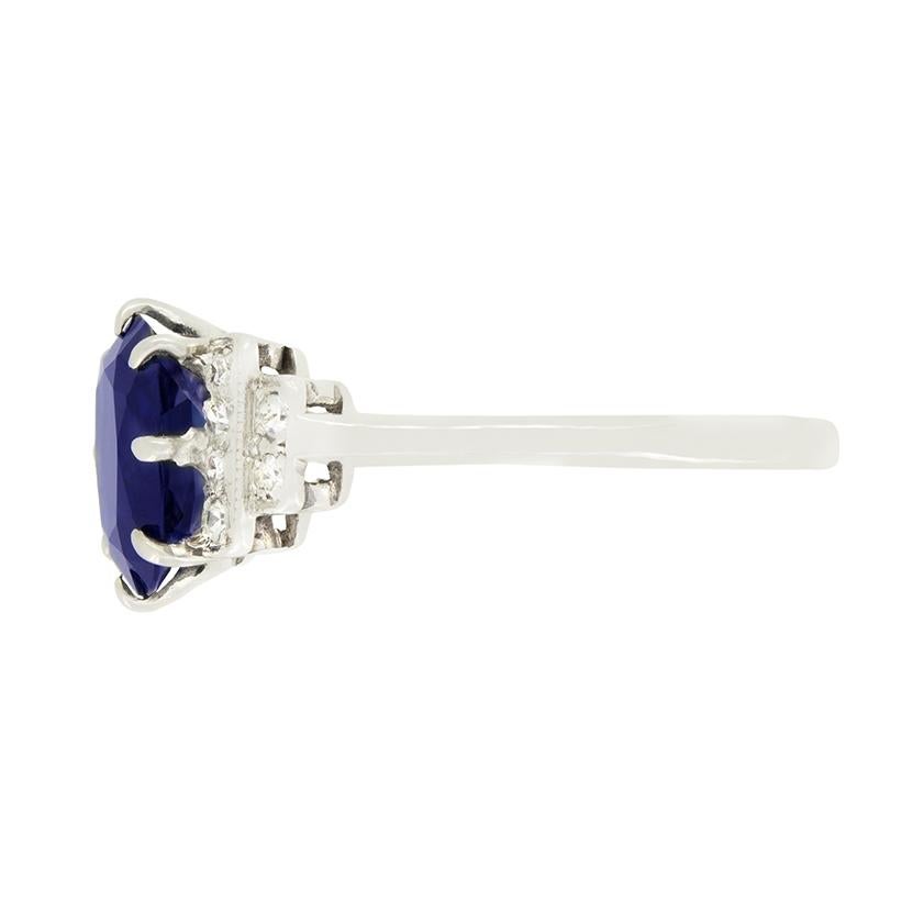 Art-Deco-Ring mit 1,50 Karat Saphir und Diamant, ca. 1920er Jahre (Art déco) im Angebot